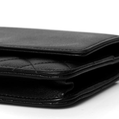 Chanel Grained Calfskin Quilted CC Box Wallet On Chain WOC Black 11 of 12