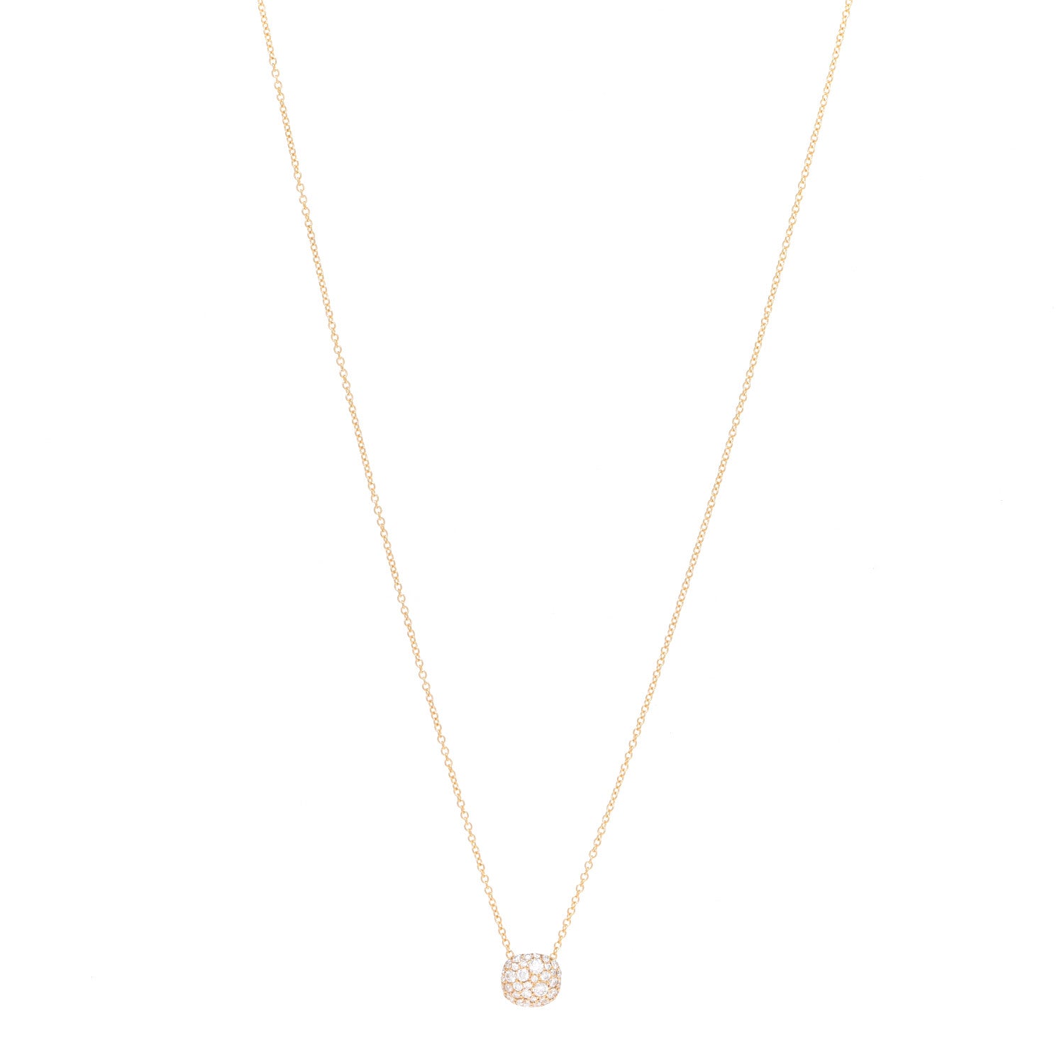 David Yurman 18K Yellow Gold Diamond Cushion Stud Pendant Necklace 1 of 5