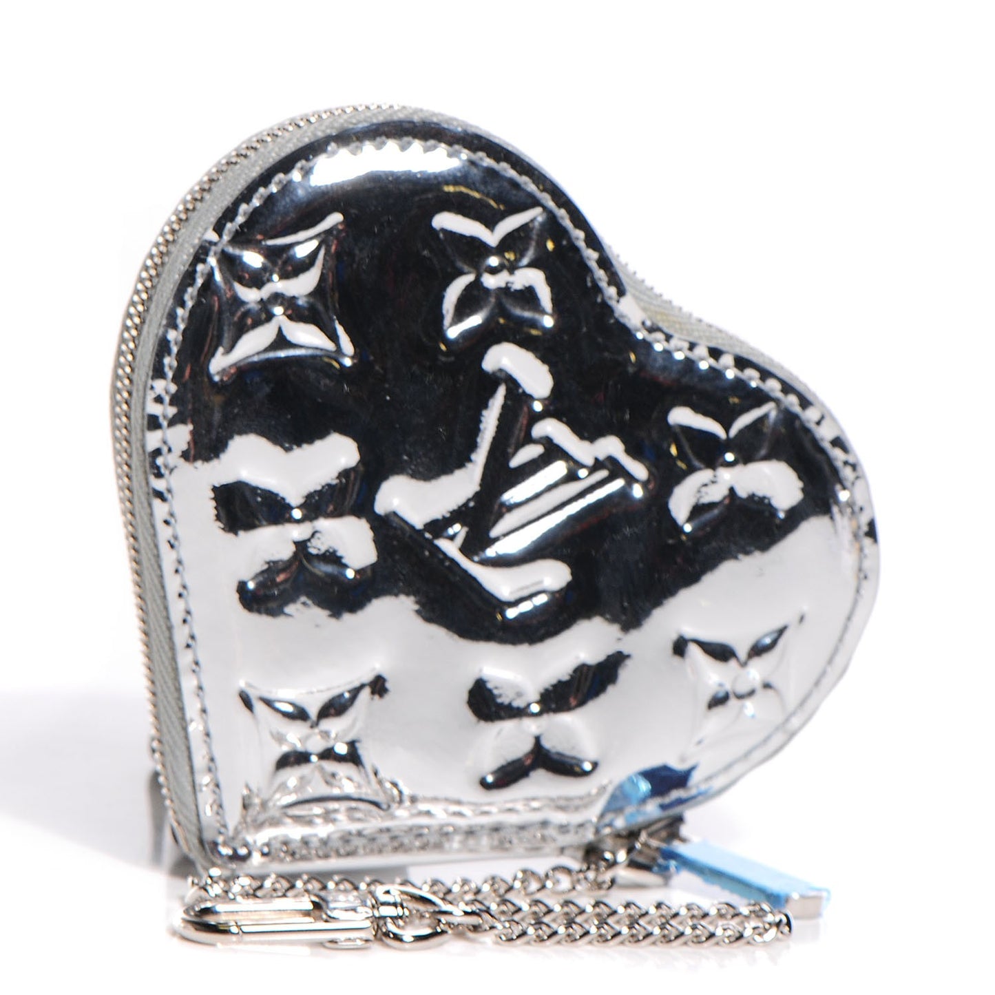 Monogram Miroir Heart Coin Purse Silver