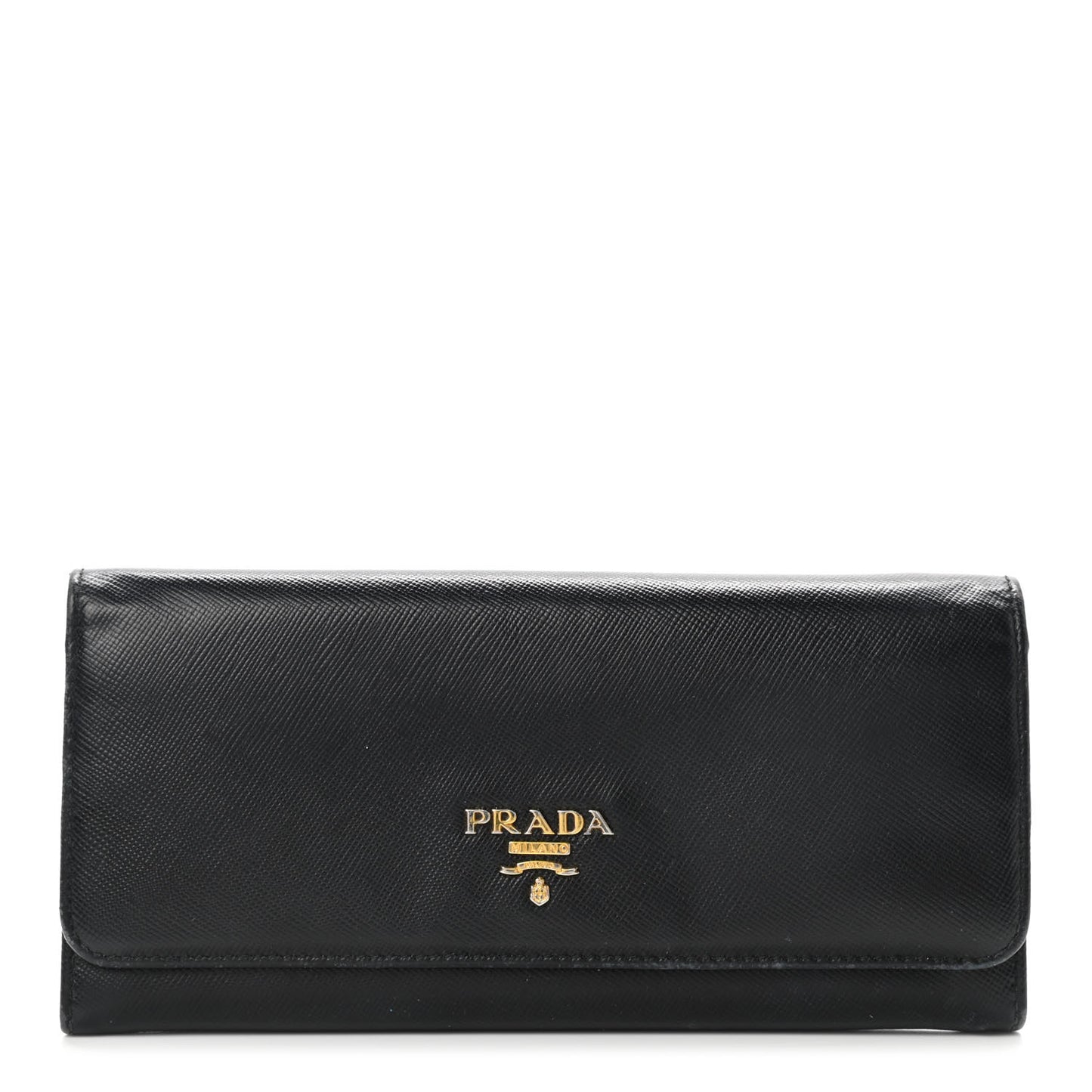 Saffiano Metal Continental Flap Wallet Black