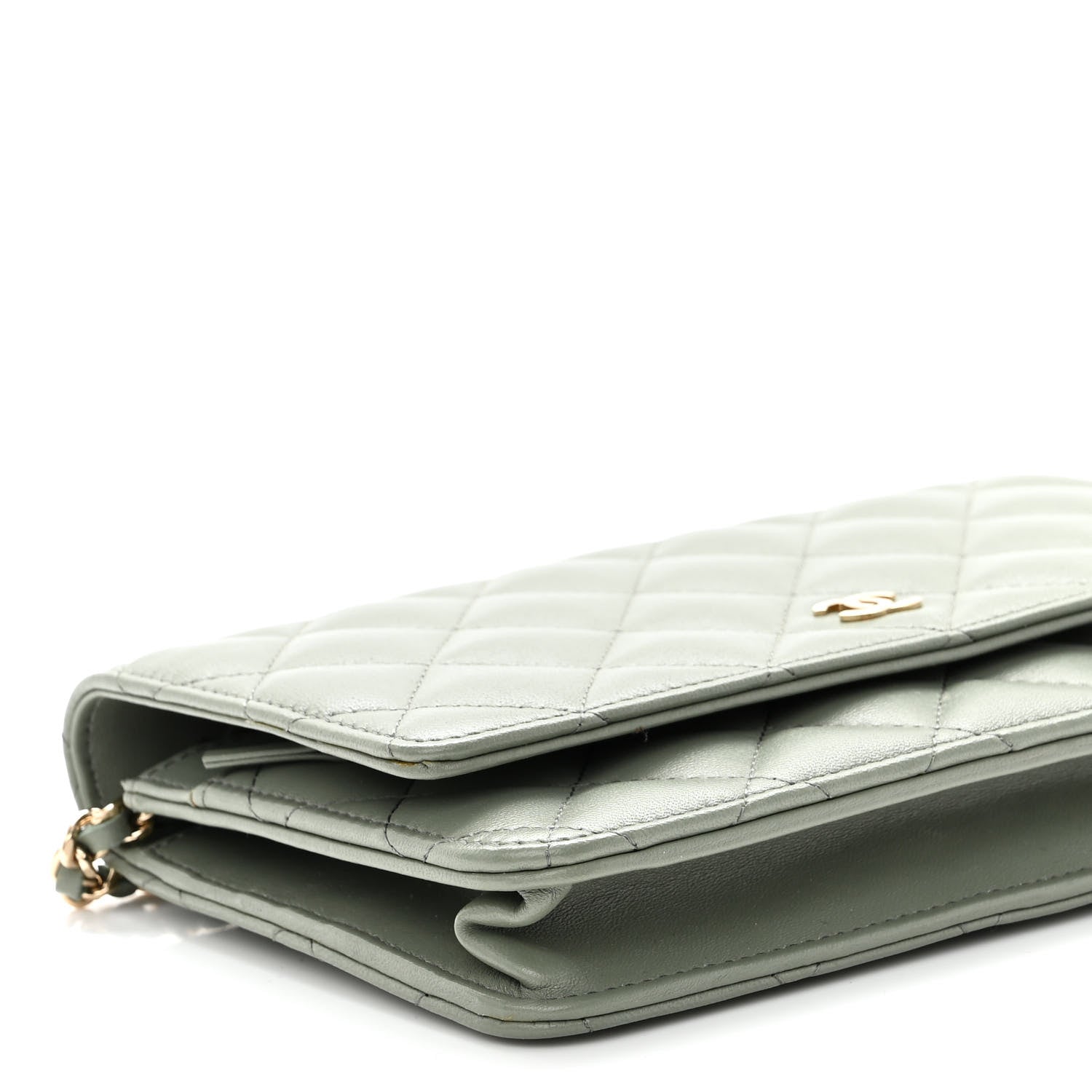 Chanel Lambskin Quilted Wallet On Chain WOC Green 9 of 11