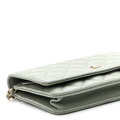 Chanel Lambskin Quilted Wallet On Chain WOC Green 9 of 11