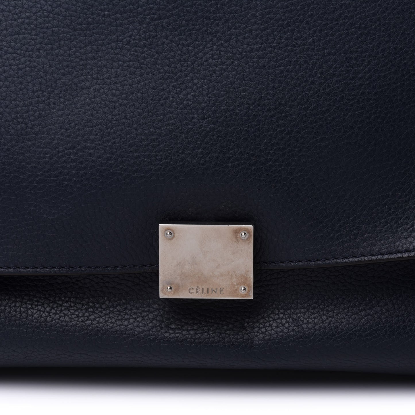 Drummed Calfskin Suede Medium Trapeze Navy Blue