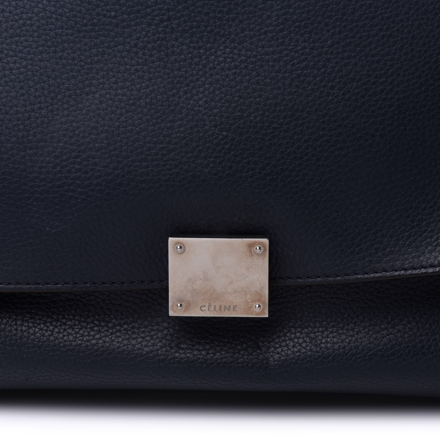 Celine Drummed Calfskin Suede Medium Trapeze Navy Blue 7 of 16