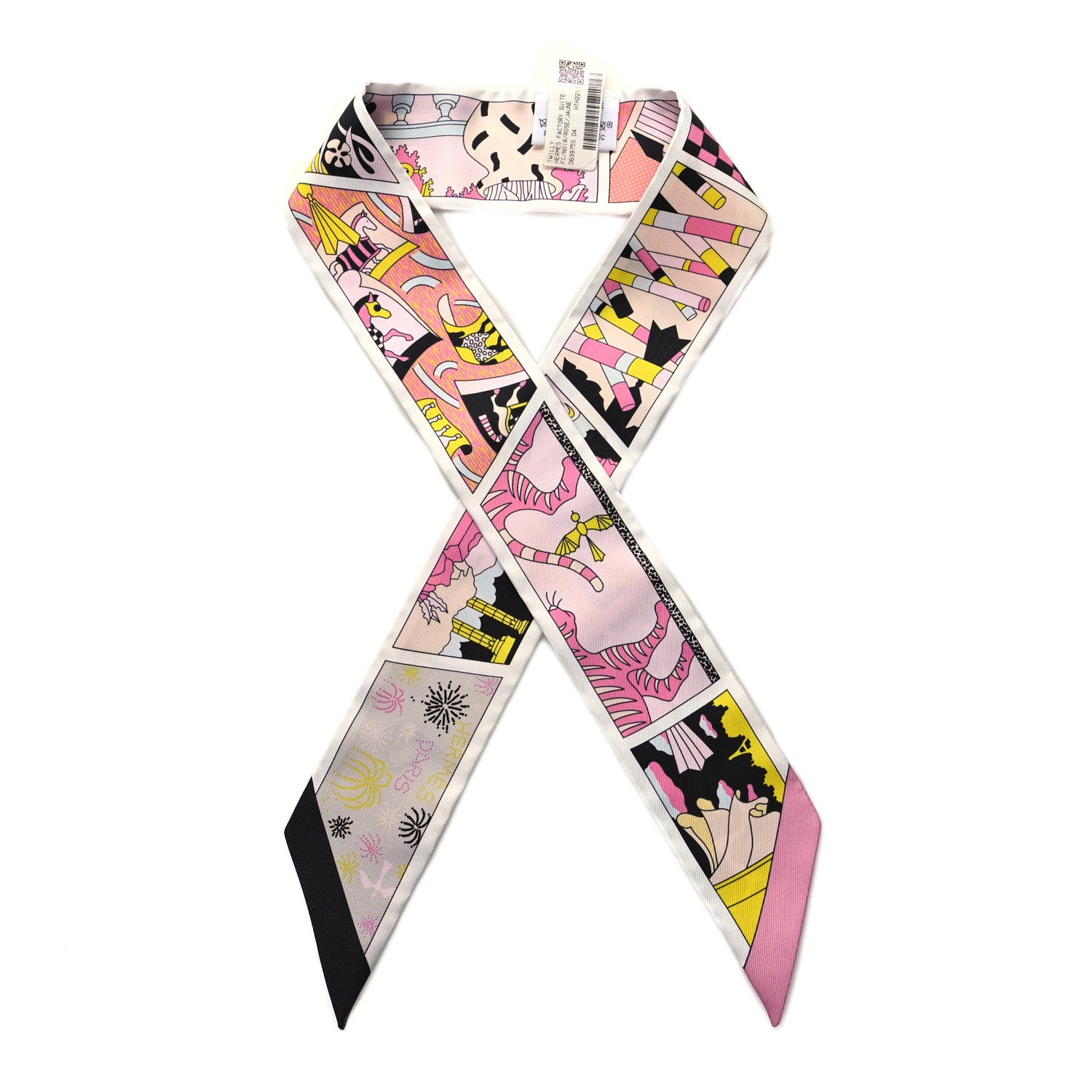 Hermes Silk Factory Suite Twilly Black Rose Jaune 1 of 4