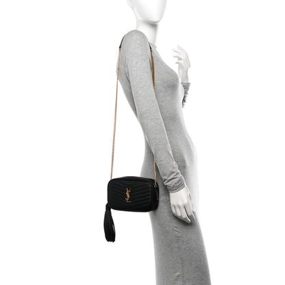 Saint Laurent Grain De Poudre Matelasse Monogram Mini Lou Camera Bag Black 2 of 12