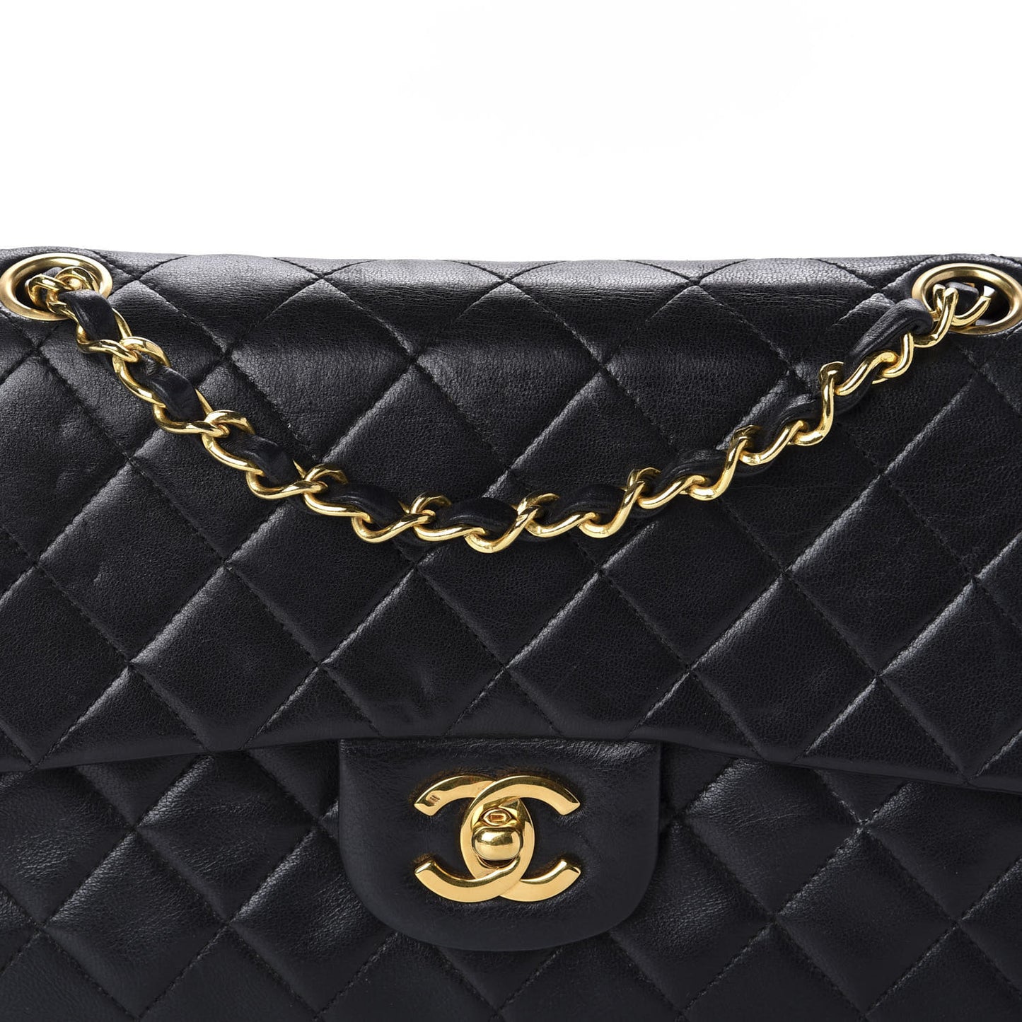 Lambskin Quilted Small Double Flap Black
