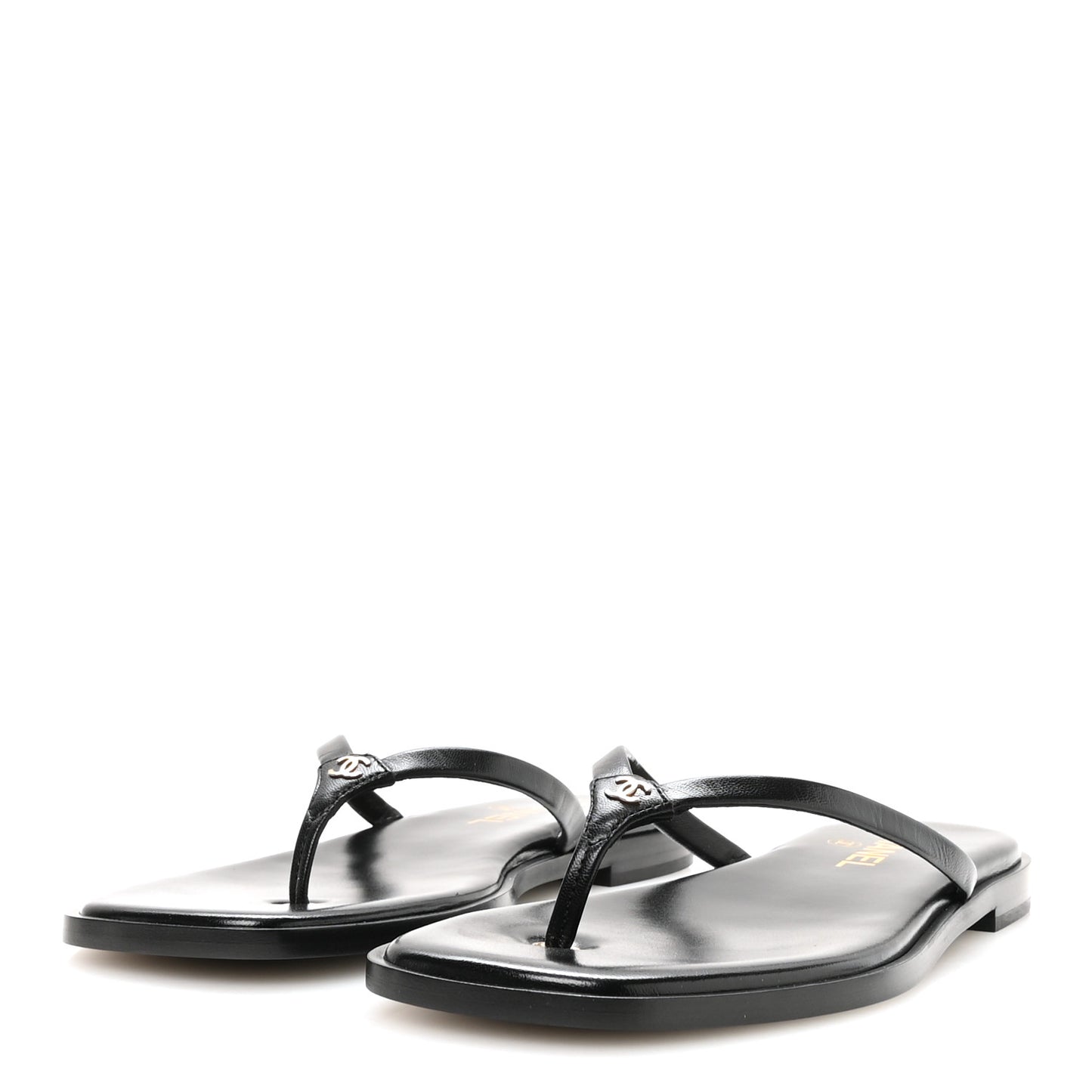 Goatskin Times Square Thong Sandals 39.5 Black