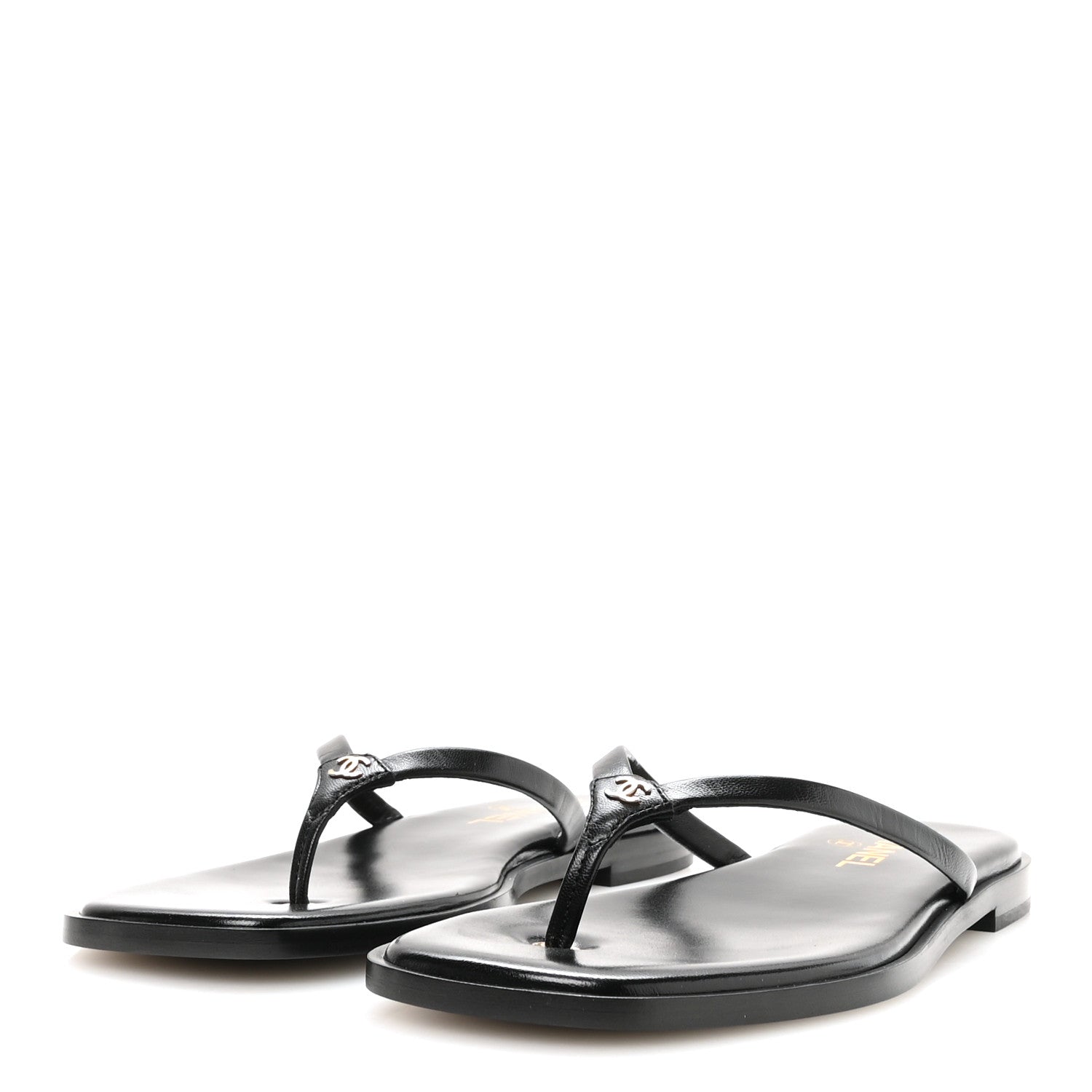 Chanel Goatskin Times Square Thong Sandals 39.5 Black 4 of 9