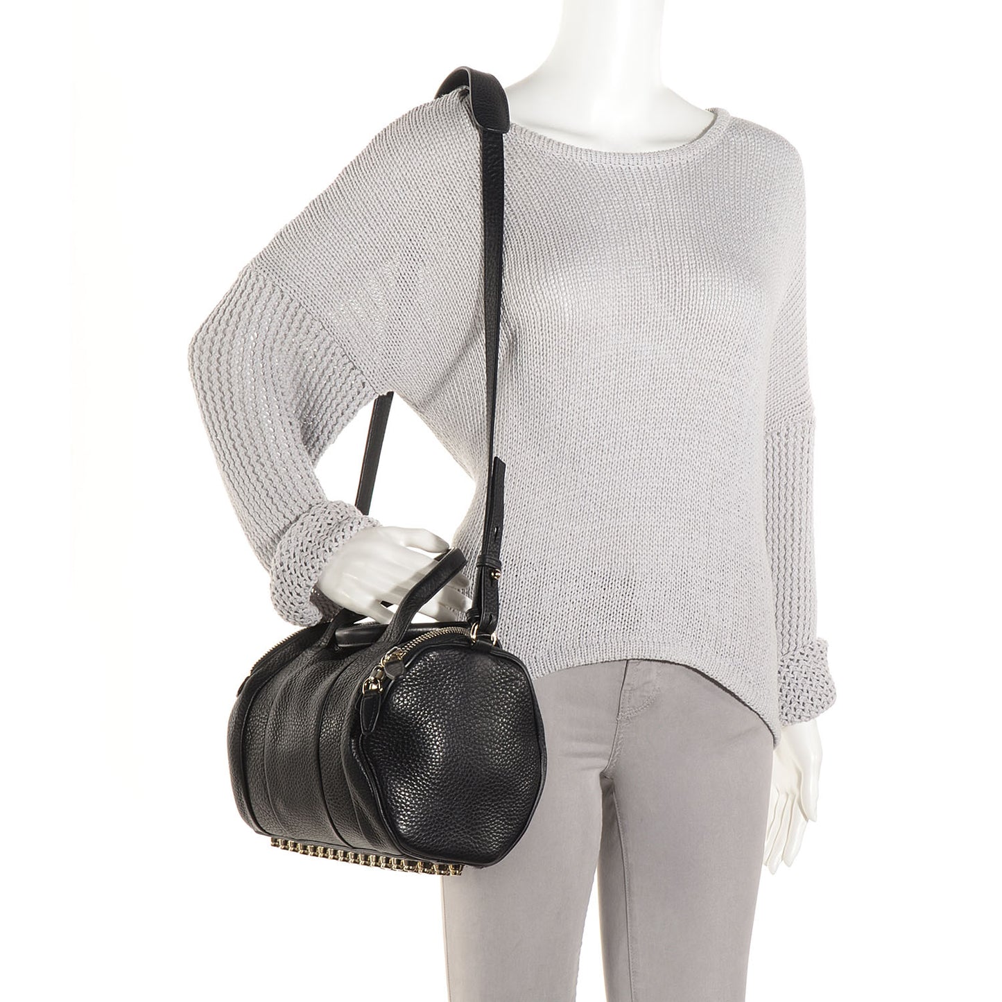 Pebbled Leather Rockie Black w Pale Gold Hardware
