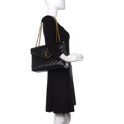 Saint Laurent Calfskin Y Quilted Monogram Medium Loulou Chain Satchel Black 2 of 10