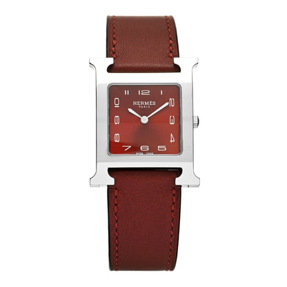Hermes Stainless Steel Swift 26mm Heure H Hour Quartz Watch Rouge 1 of 4