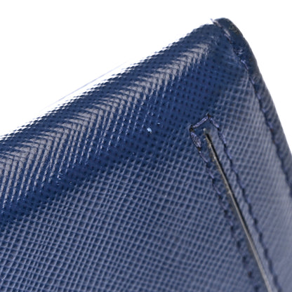 Prada Saffiano Triangle Continental Flap Wallet Bleuette 13 of 14
