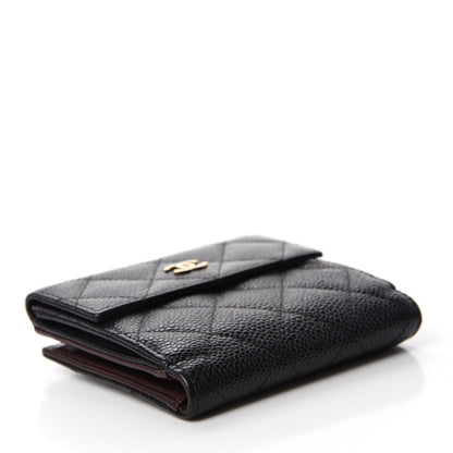 Chanel Caviar Quilted Compact French Flap Wallet Black 4 of 9