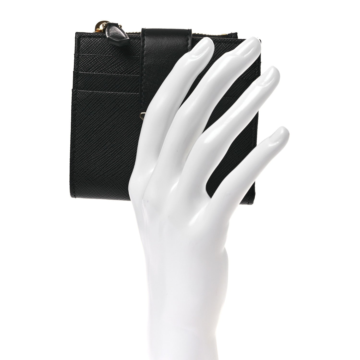 Prada Saffiano Small Triangle Wallet Black 2 of 11