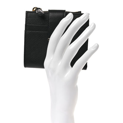 Prada Saffiano Small Triangle Wallet Black 2 of 11