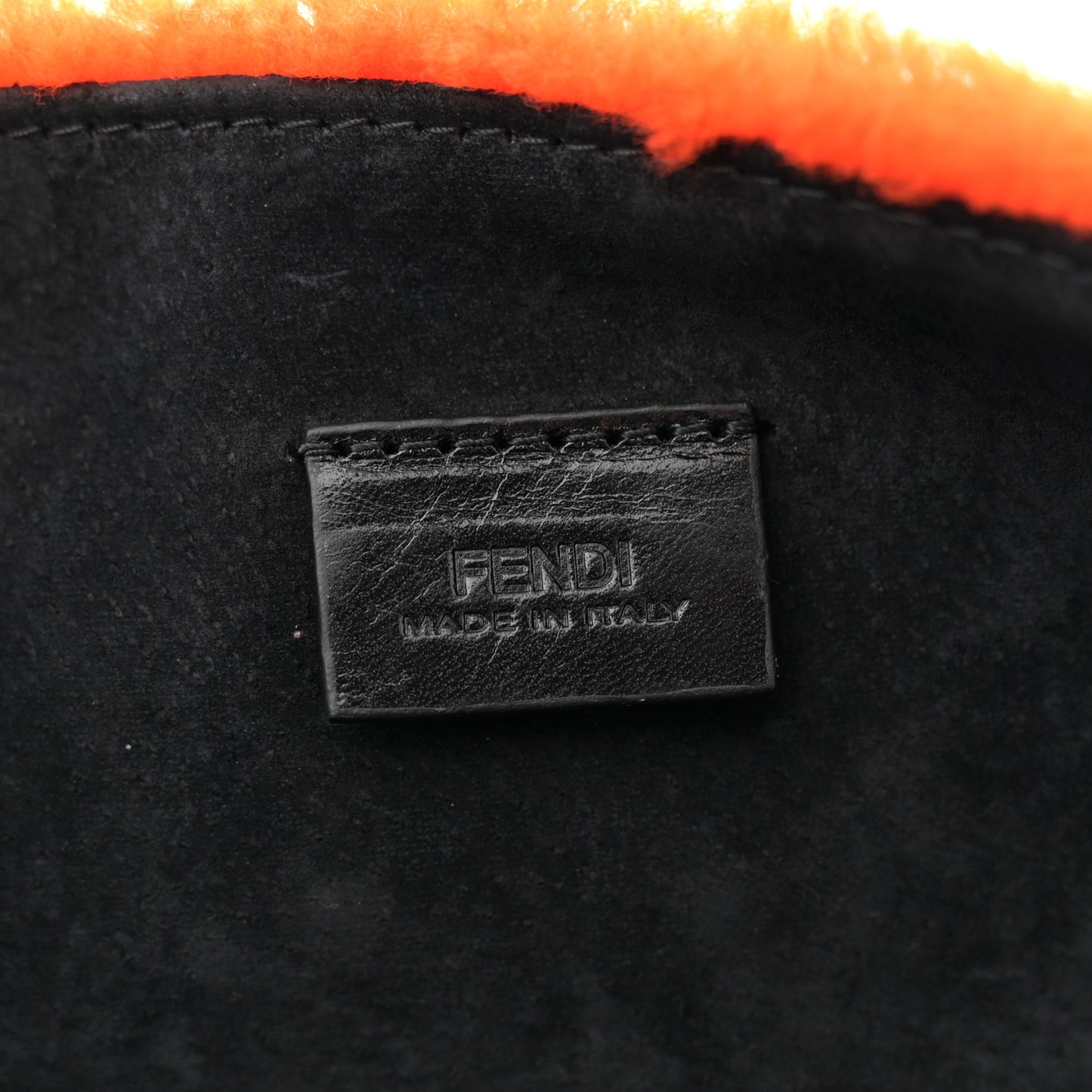 Shearling Nappa Mini Be Baguette Shoulder Bag Arancio Black