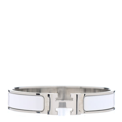 Hermes Enamel Narrow Clic Clac H Bracelet PM White 1 of 3