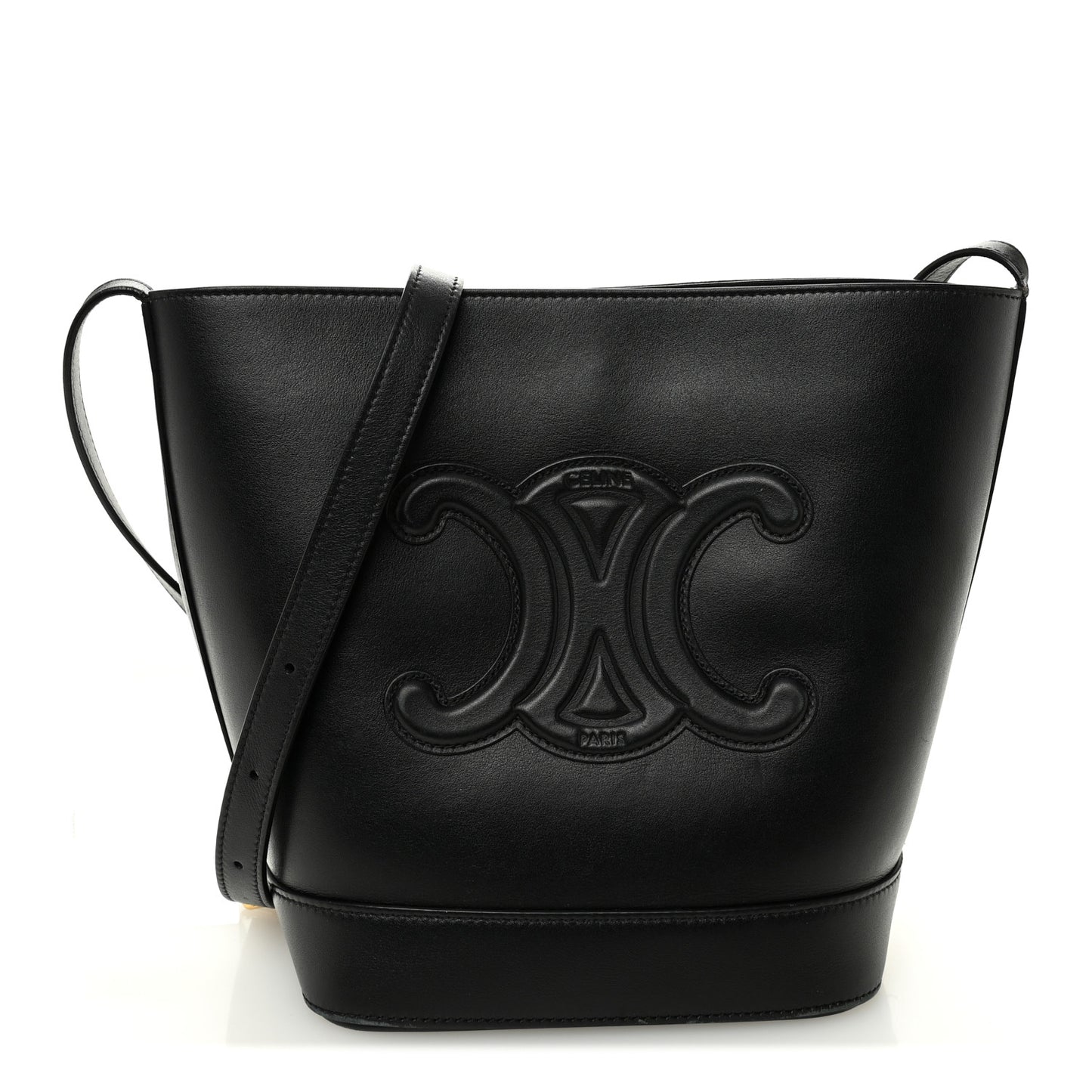 Smooth Calfskin Small Cuir Triomphe Bucket Bag Black