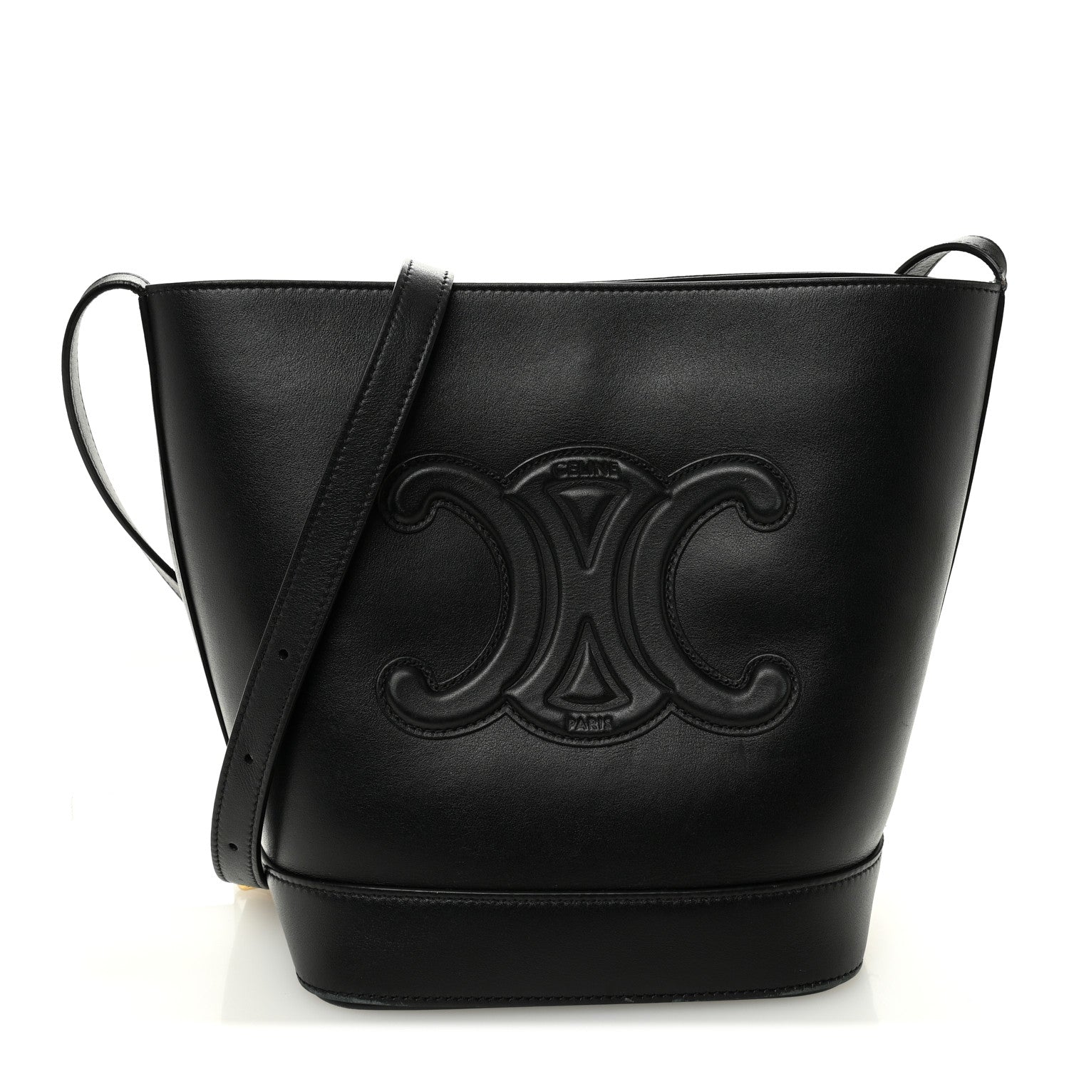 Celine Smooth Calfskin Small Cuir Triomphe Bucket Bag Black 1 of 12