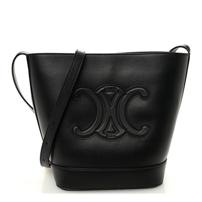 Celine Smooth Calfskin Small Cuir Triomphe Bucket Bag Black 1 of 12