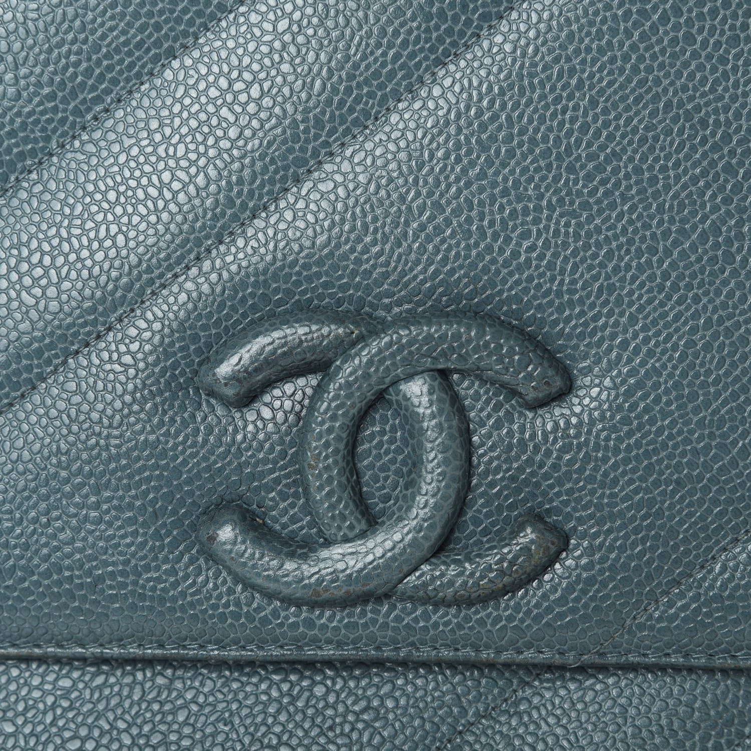 Chanel Caviar Diagonal Quilted Jumbo Single Flap Blue 17 of 18