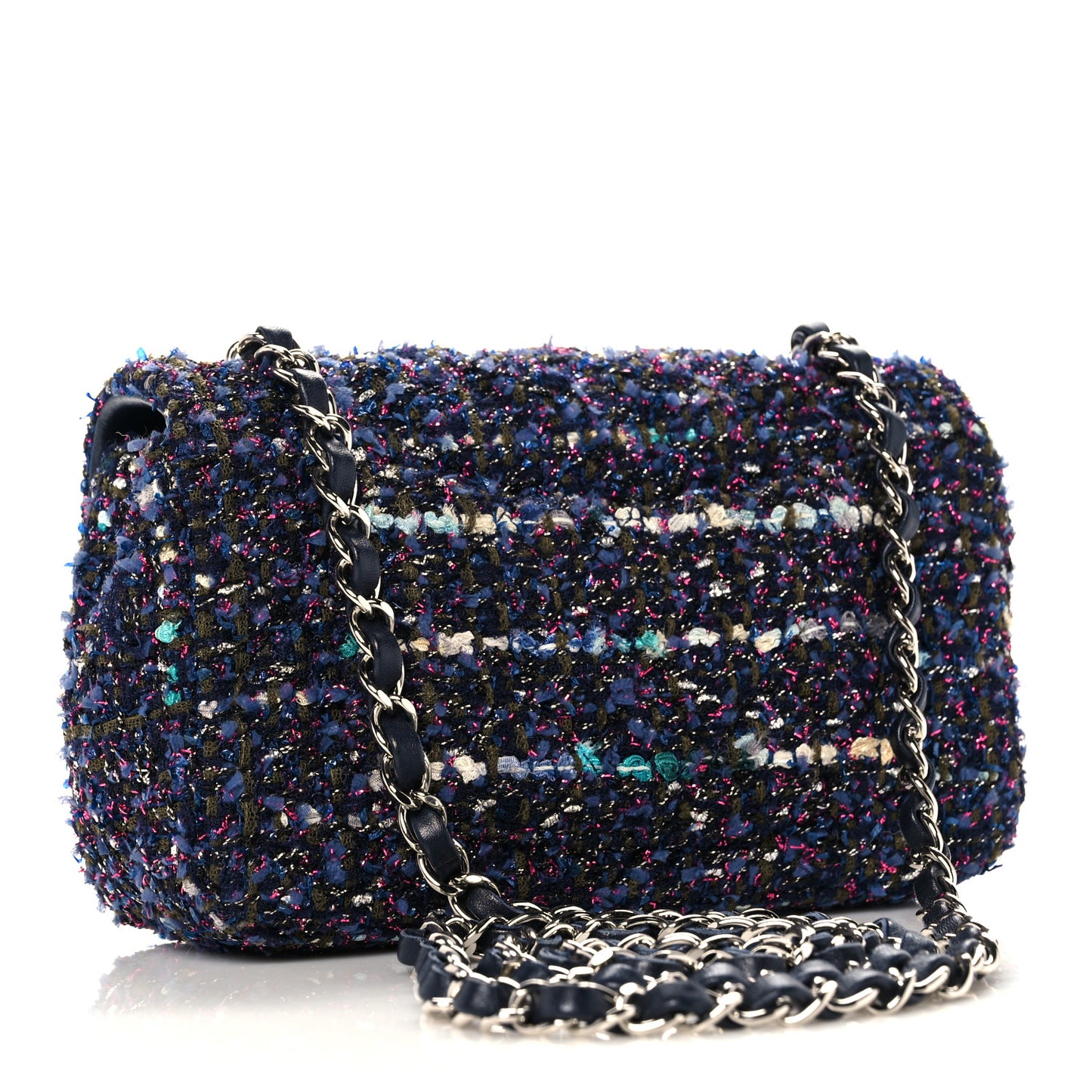 Tweed Quilted Mini Rectangular Flap Blue Purple Khaki Pink