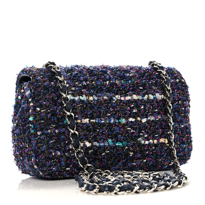 Chanel Tweed Quilted Mini Rectangular Flap Blue Purple Khaki Pink 2 of 8