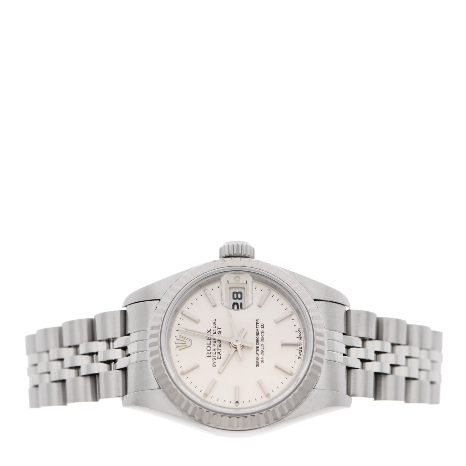 Rolex Stainless Steel 18K White Gold 26mm Oyster Perpetual Datejust Watch Silver 79174 1 of 5
