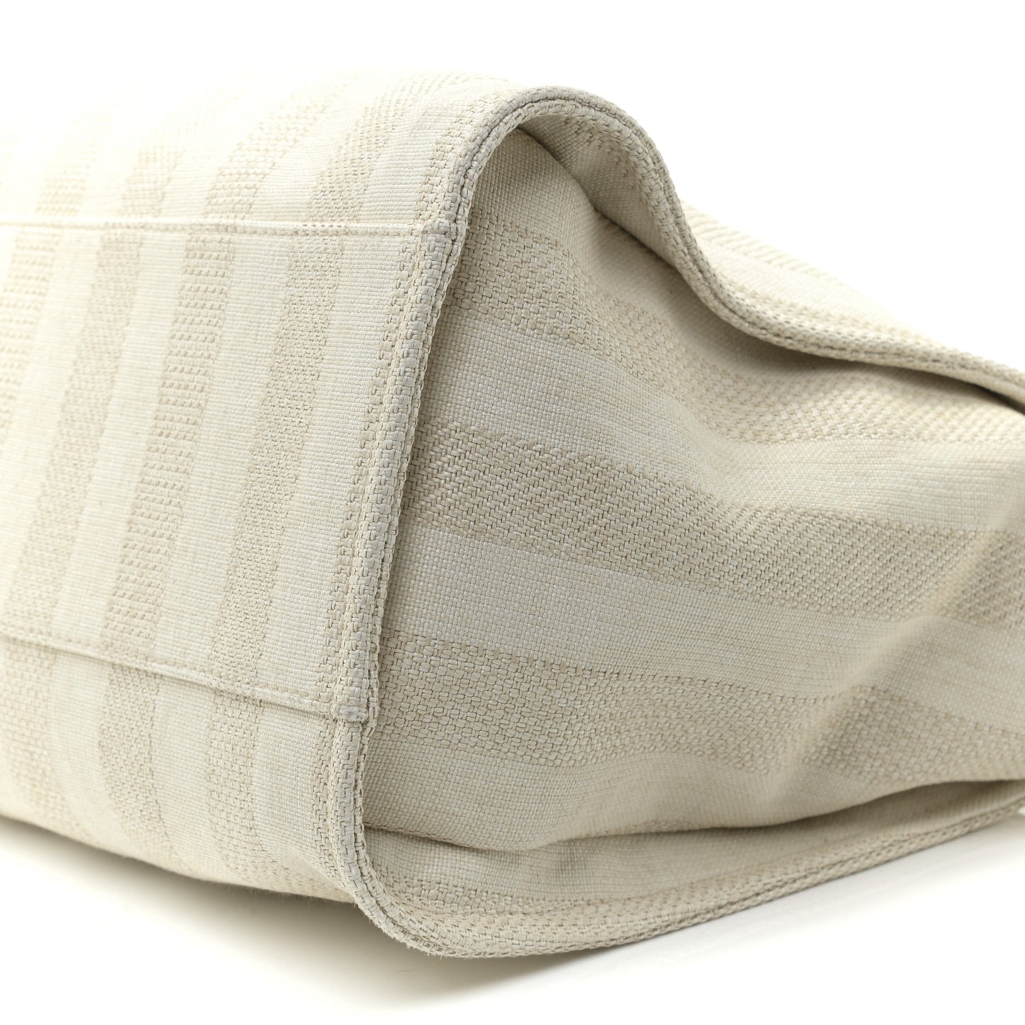 Mixed Fibers Striped Medium Deauville Tote Beige
