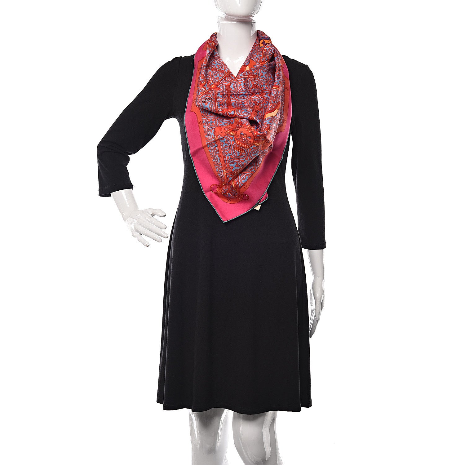 Hermes Silk Mors et Gourmettes Remix Scarf 90 Rose Indien Rouge Bleu 2 of 6