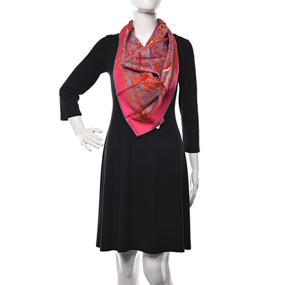 Hermes Silk Mors et Gourmettes Remix Scarf 90 Rose Indien Rouge Bleu 2 of 6