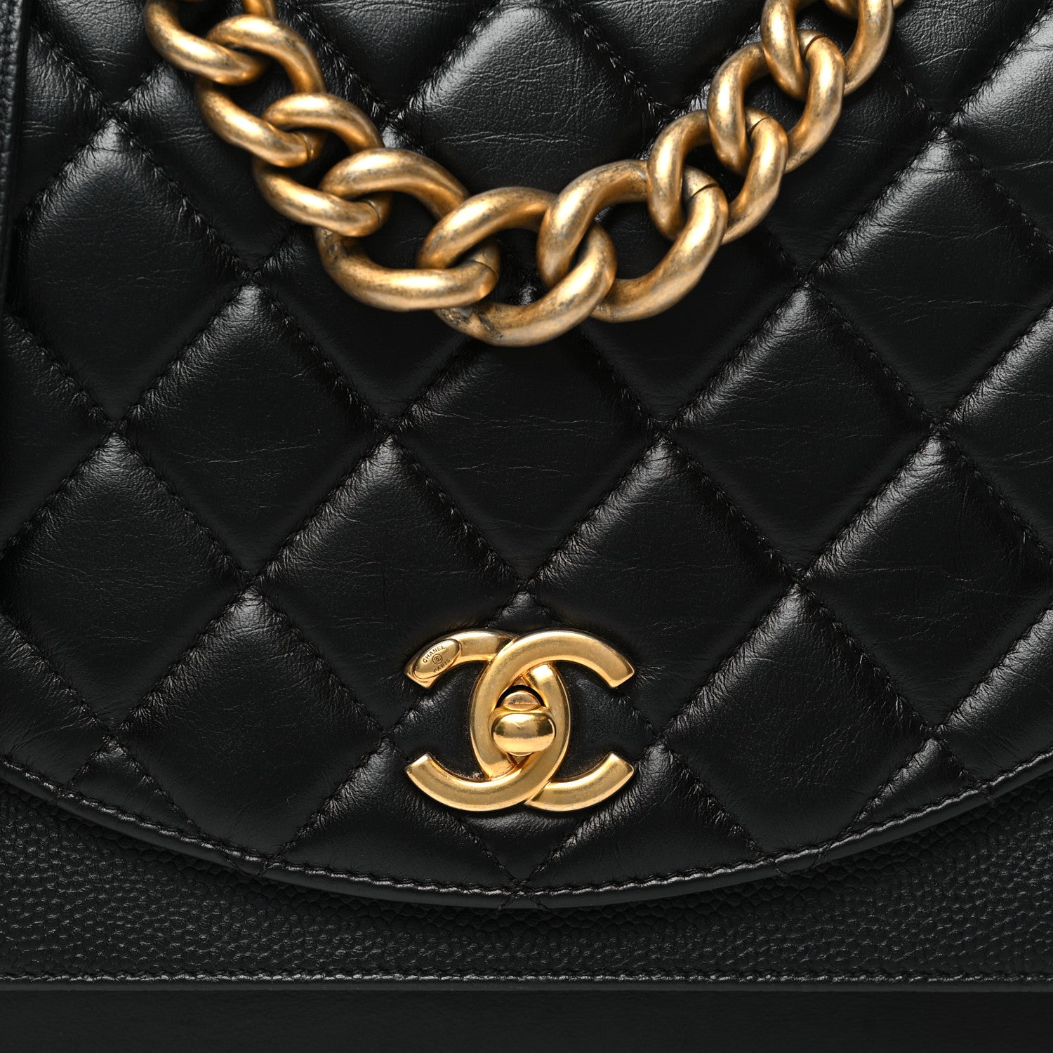 Chanel Calfskin Caviar Quilted Chain Handle Flap Black 8 of 10
