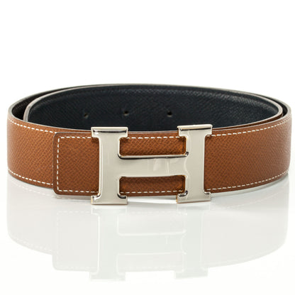 Hermes Courchevel Reversible H Belt Gold Navy 68 1 of 6