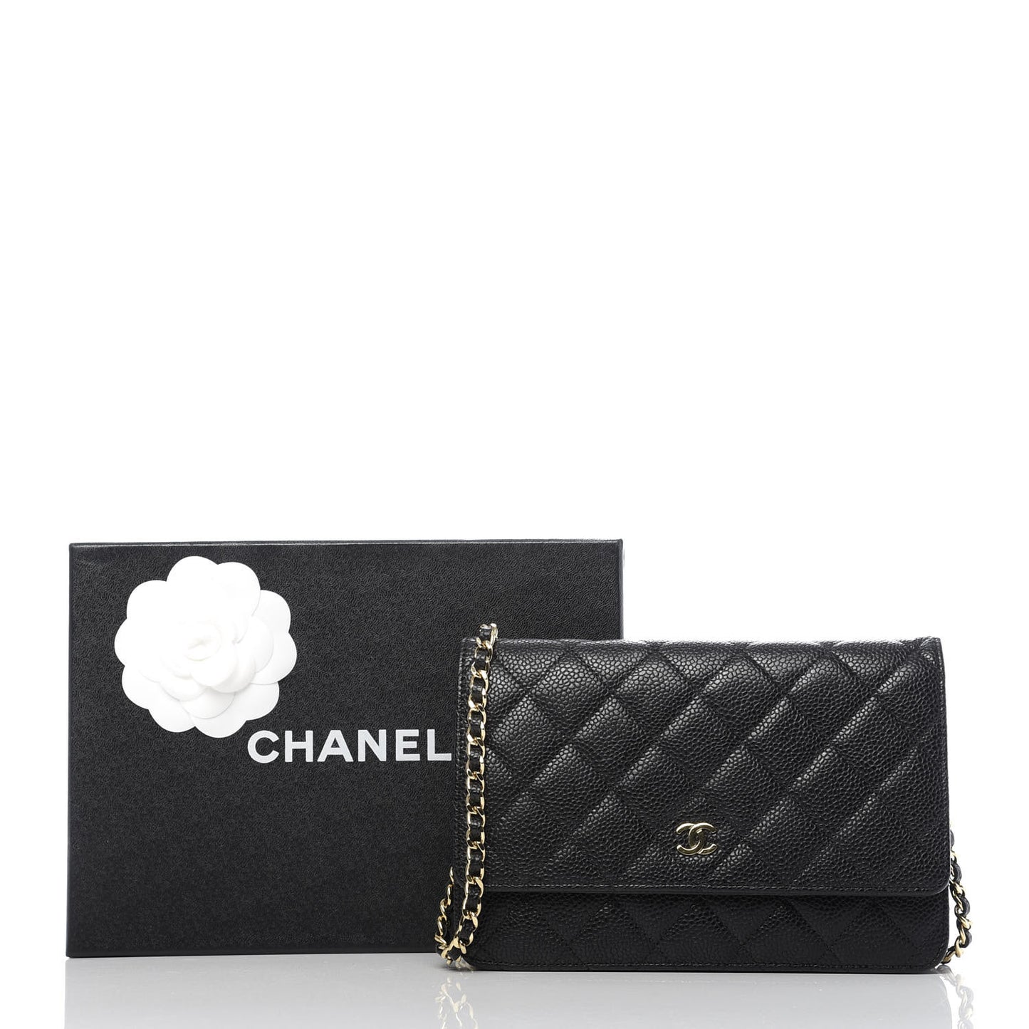 Caviar Quilted Wallet On Chain WOC Black
