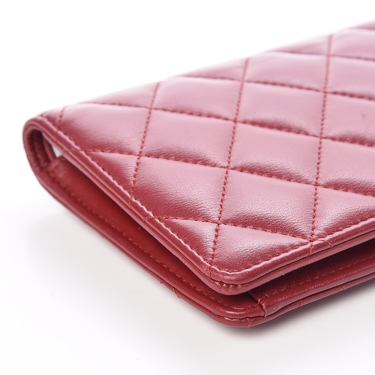 Chanel Lambskin Quilted Yen Wallet Red 12 of 15