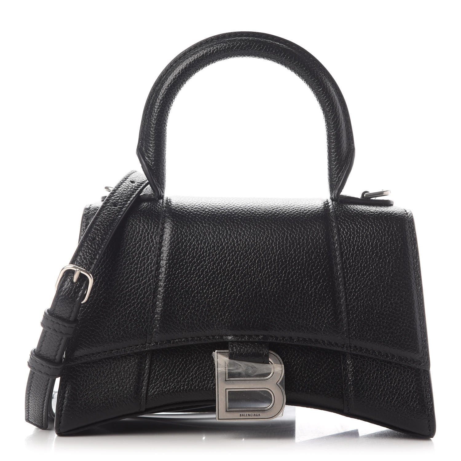 Balenciaga Grained Calfskin Hourglass Top Handle Bag XS Black 1 of 9
