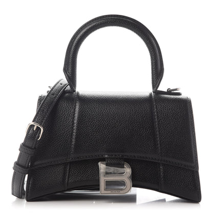 Balenciaga Grained Calfskin Hourglass Top Handle Bag XS Black 1 of 9
