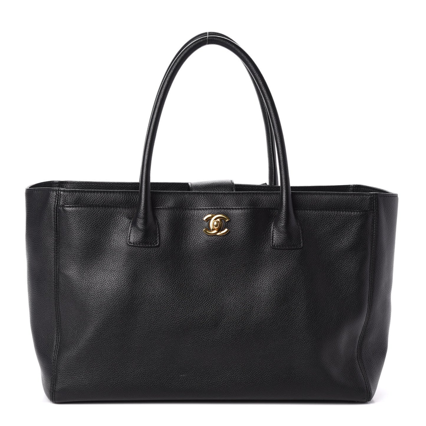 Calfskin Cerf Executive Shopper Tote Black