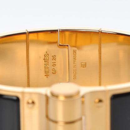 Hermes Enamel Charniere Uni Wide Hinged Bracelet M Black 4 of 6