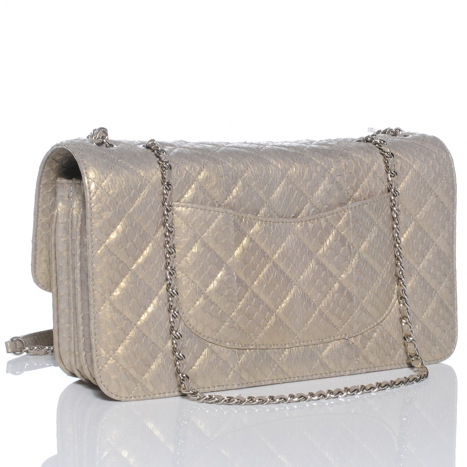 Chanel Iridescent Python Quilted Medium Clam Pocket Flap 3 of 7