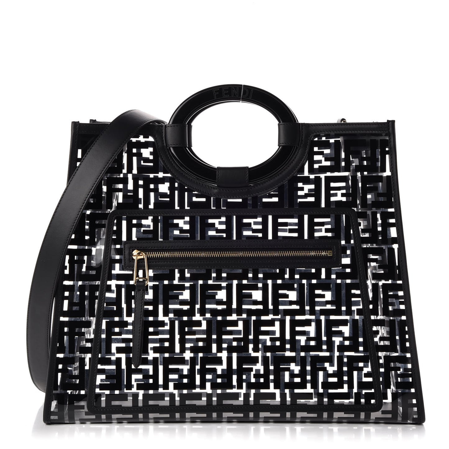 TPU FF Vitello Century Plexiglass Medium Runaway Shopper Tote Black