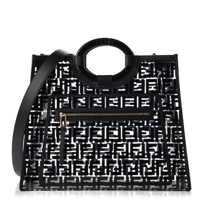 Fendi TPU FF Vitello Century Plexiglass Medium Runaway Shopper Tote Black 1 of 8