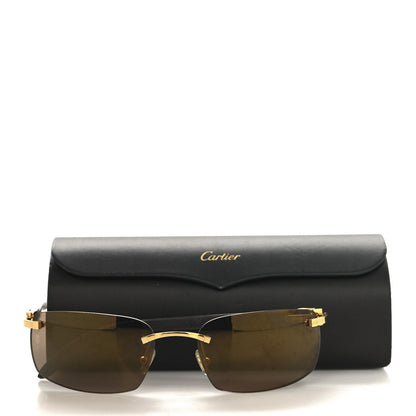 Cartier Metal Buffalo Horn Square Sunglasses Gold 7 of 7