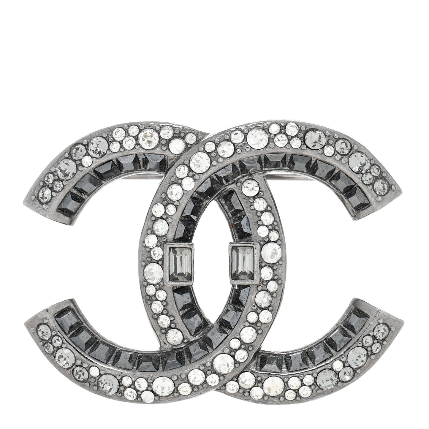 Ruthenium Crystal CC Brooch Dark Grey
