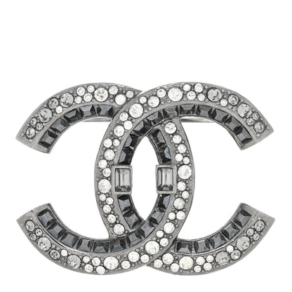Chanel Ruthenium Crystal CC Brooch Dark Grey 1 of 4