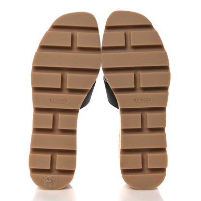 Hermes Calfskin Cork Eze 30 Sandals 35 Black 5 of 9