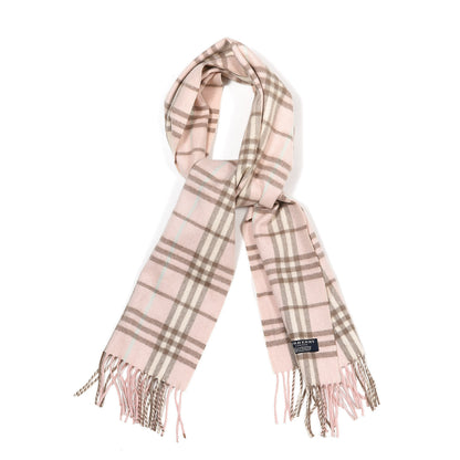 Burberry Cashmere Check Fringe Scarf Pink 1 of 3