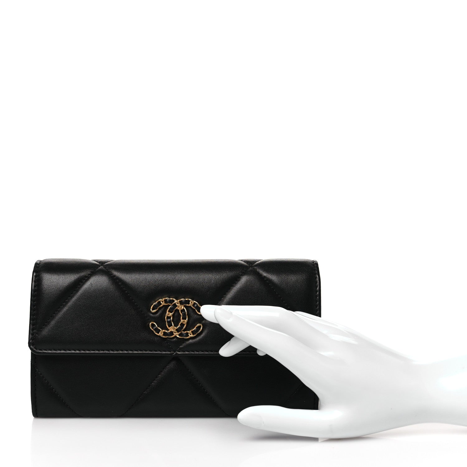 Chanel Lambskin Quilted Chanel 19 Flap Wallet Black 2 of 9