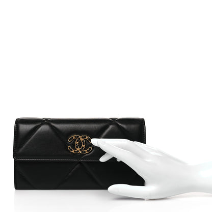 Chanel Lambskin Quilted Chanel 19 Flap Wallet Black 2 of 9